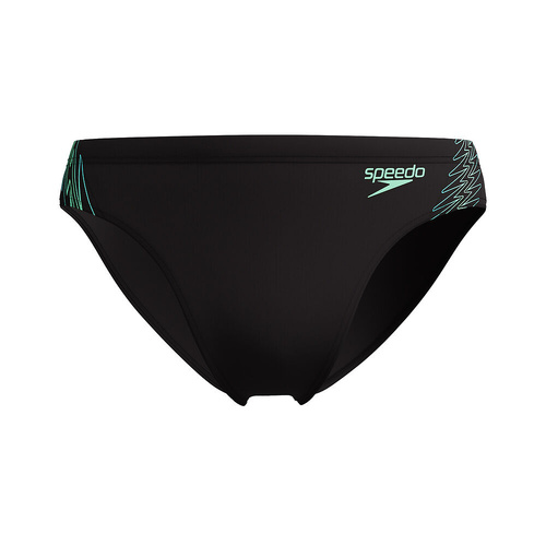 Speedo Men's Hyperboom Splice Brief Swimwear - Black/Alfalfa Green [Size: 12]