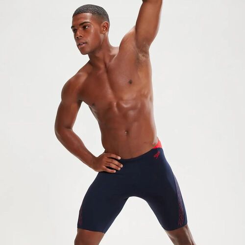 Speedo Men's HyperBoom Splice Jammer - True Navy/Fed Red, Men's Speedo Swimwear [Size: 16]