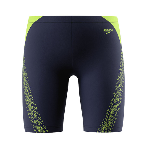 Speedo Boys Hyperboom Splice Jammer - Navy/Citrus Boys Speedo Swimwear [Size: 6]