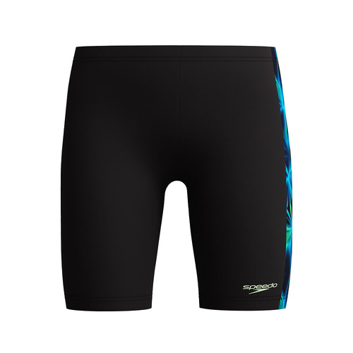 Speedo Boys Allover Print Panel Jammer - Anthracite/Pale Clover, Boys Speedo Swimwear [Size: 6]