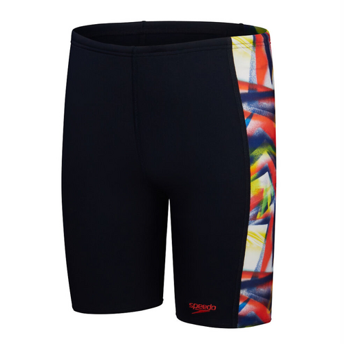 Speedo Boys Digital Panel Jammer -  True Navy/Watermelon/Bitter Lime/True Cobalt/Mandarin Peel - Boys Speedo Swimwear [Size: 12]