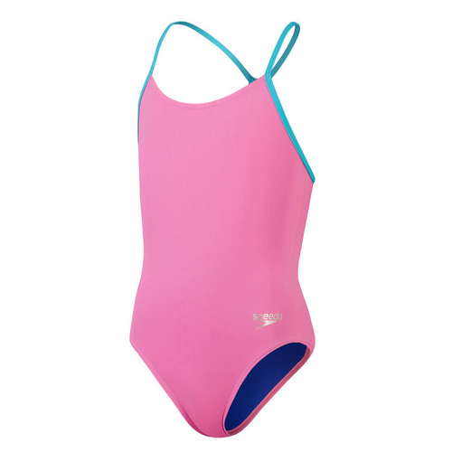 Speedo Girls Allover V Back Leaderback One Piece Swimwear Candy Vibe Area13