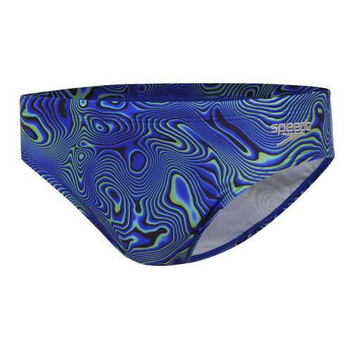 Speedo Mens Allover Digital 7Cm Brief Swimwear - Blue/Green [Size: 14]