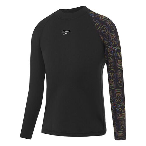 Speedo Boys Skulls Long Sleeve Rashie - Sun Top [Size: 6]