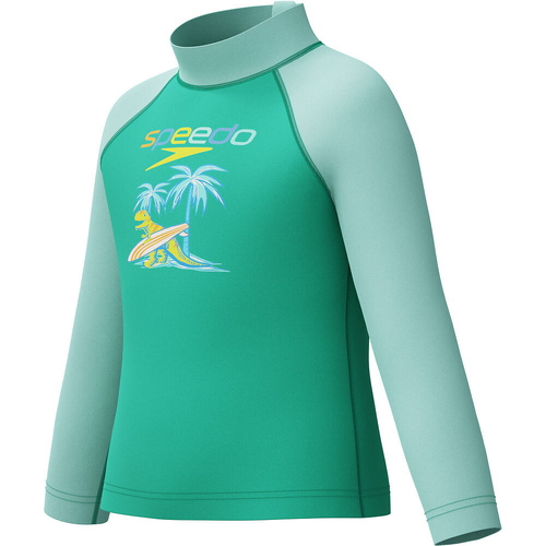Speedo Toddler Boys Marine Teal Print Long Sleeve Sun Top, Toddler Boys Rashie [Size: 3]