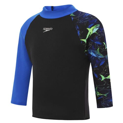 Speedo Toddler Boys Shark Long Sleeve Sun Top, Toddler Boys Rashie [Size: 3]