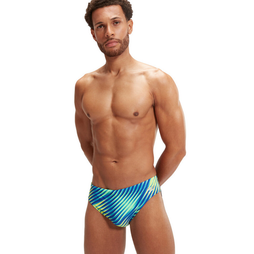 Speedo Mens Allover Digital 7Cm Brief Swimwear - Black/True Cobalt  [Size: 12]