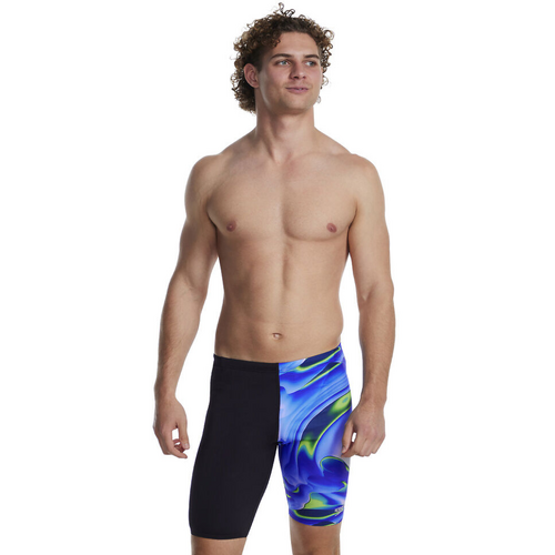Speedo Men's Allover Digital Jammer - Black/Cobalt/Bolt, Mens Speedo Swimwear [Size: 12]