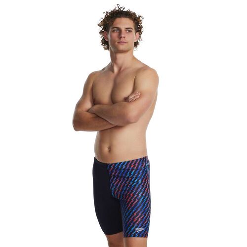 Speedo Men's Digital V-Cut Jammer - Black/True Cobalt/Bolt/Watermelon [Size: 12]