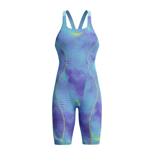 Speedo Fastskin HyperSpark Printed Openback Kneeskin World Aquatics Approved - Under Current/Sugar Blue [Size: 18]
