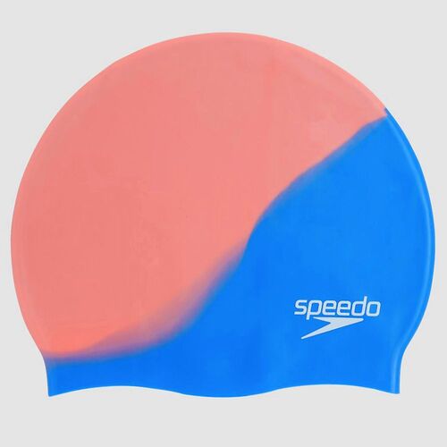 SPEEDO Multi Colour Silicone Swim Cap Blue/Coral Pink, Silicone Swim Cap