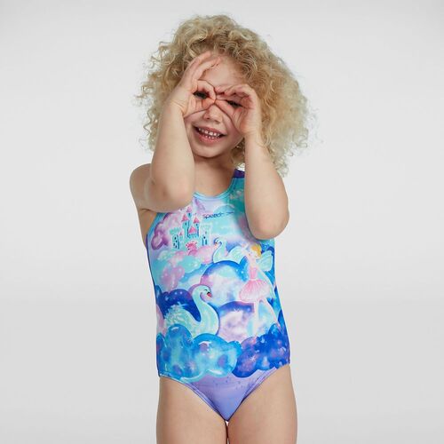 Speedo Toddler Girls Digital Placement Print One Piece Swimwear - ballerina [Size: 3]