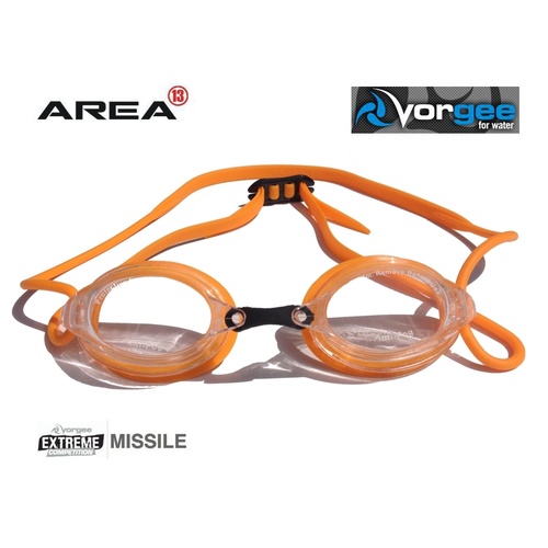VORGEE MISSILE SWIMMING GOGGLES, CLEAR LENS, ORANGE, SWIMMING GOGGLES