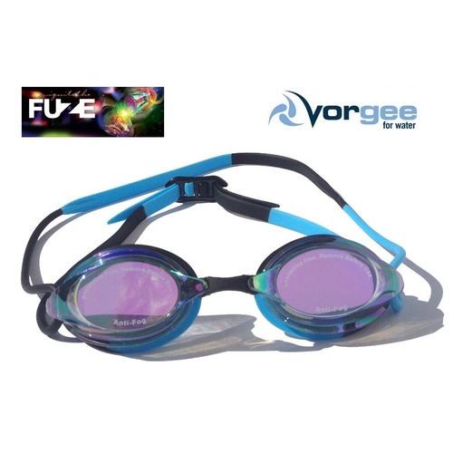 Vorgee Missile Fuze Swimming Goggle, Rainbow Mirrored Black/Blue, Swimming Goggles