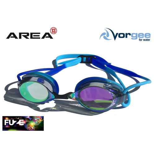 Vorgee Missile Fuze Swimming Goggle, Rainbow Mirrored Blue/Blue, Swimming Goggles