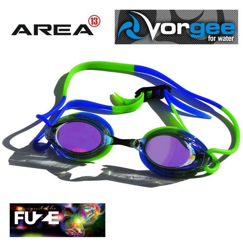 Vorgee Missile Fuze Swimming Goggle, Rainbow Mirrored Blue/Green, Swimming Goggles