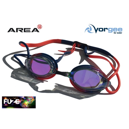 Vorgee Missile Fuze Swimming Goggle, Rainbow Mirrored Navy/Red, Swimming Goggles