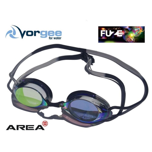 Vorgee Missile Fuze Swimming Goggle, Rainbow Mirrored Black/Silver, Swimming Goggles