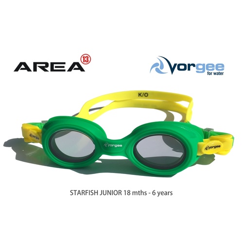 Vorgee Starfish Junior Swimming Goggles, Green/Yellow - Childrens Goggles