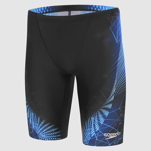Speedo Men's Galvanize Jammer - Black & Blue, Men's Speedo Swimwear [Size: 10]