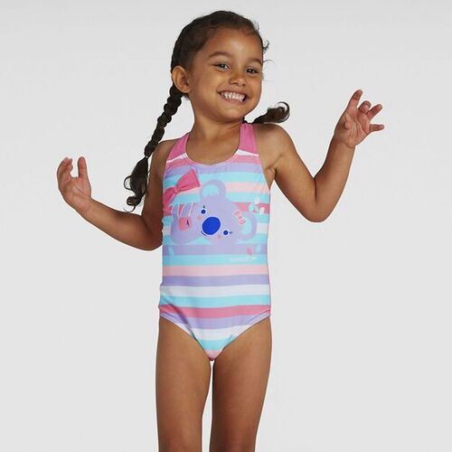 Speedo Toddler Girls Koko Koala Placement Crossback One Piece Swimwear [Size: 3]