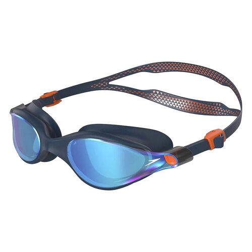 Speedo V Class VUE Goggles True Navy-Dragonfire Orange-Violet Gold, Racing Swimming Goggles