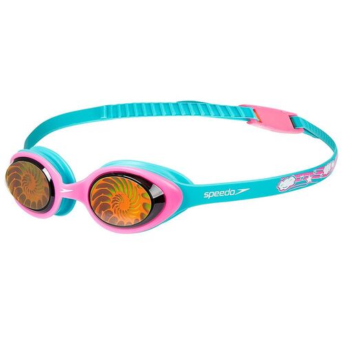 Speedo Sea Squad Illusion Goggles Bali Blue/Vegas Pink/Nautilus Hologram, Junior 6-14 Yrs, Children's Swimming Goggles