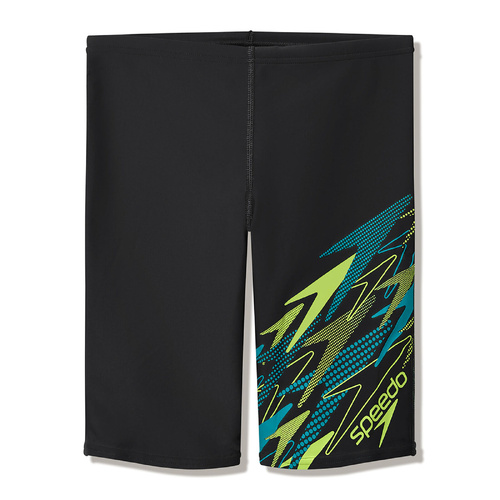 Speedo Junior Boys Medley Logo Jammer - Anthracite/Citrusgrn  [Size: 6]