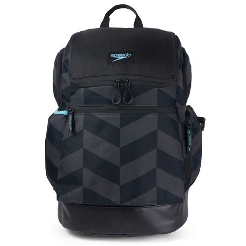 Speedo Teamster 2.0 Rucksack 35L, Teamster Backpack Printed Black/Grey Swim Bag, Swimming Backpack