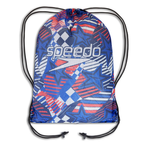 Speedo Mesh Swim Bag - Printed Red/Blue/White, Swimming Bag, Mesh Sports Bag, Gym Bag