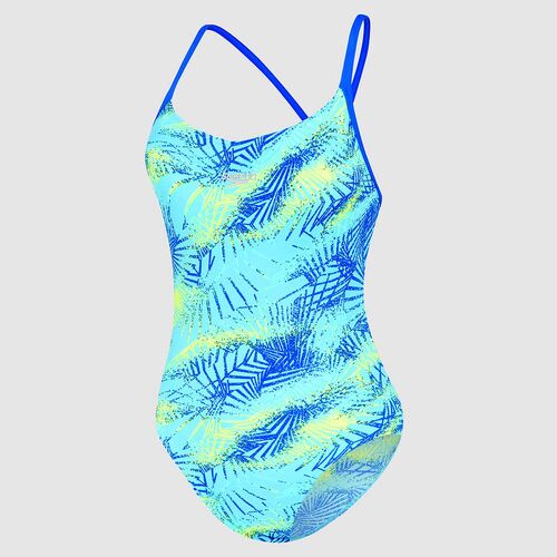 Speedo Women's Floral Thin Strap VBack One Piece Swimsuit, Women's Swimwear [Size: 12]