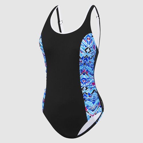 Speedo Women's Oasis One Piece Swimwear,  Black-Wanderer, Ladies Swimsuit [Size: 14]