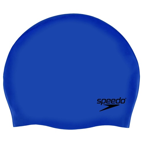 Speedo Plain Moulded Silicone Swim Cap - Blue , Silicon Swimming Cap, Swim Caps