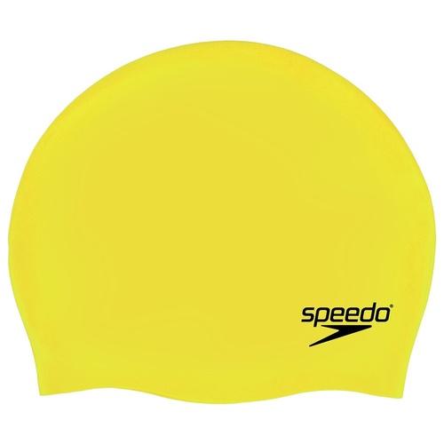 Speedo Plain Moulded Silicone Swim Cap - Yellow , Silicon Swimming Cap, Swim Caps