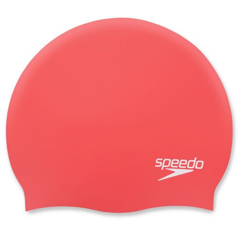 Speedo Plain Moulded  Silicone Swim Cap - Red & White, Silicon Swimming Cap, Swim Caps