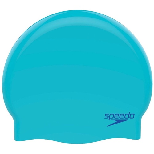 Speedo Junior Plain Moulded  Silicone Swim Cap - Bondi Blu , Silicon Swimming Cap, Swim Caps