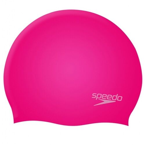 Speedo Junior Plain Moulded  Silicone Swim Cap - Pink, Silicone Swimming Cap, Swim Caps