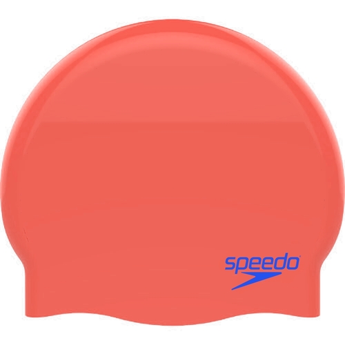 Speedo Junior Plain Moulded  Silicone Swim Cap - Coral Pink/Blue, Silicone Swimming Cap, Swim Caps