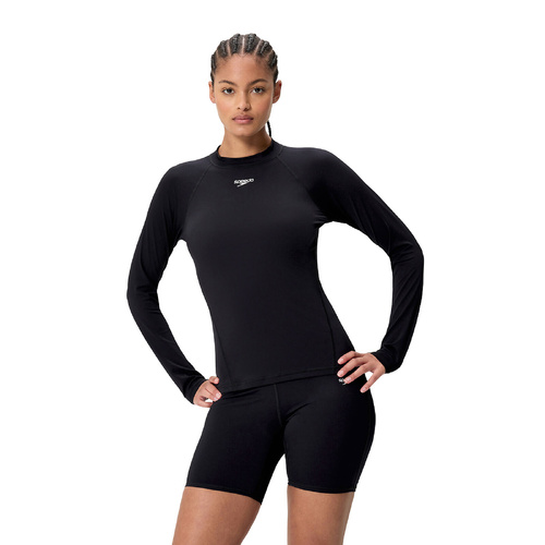 Speedo Women's Classic Logo Long Sleeve Sun Top, Women's Rashie [Size: X Small]