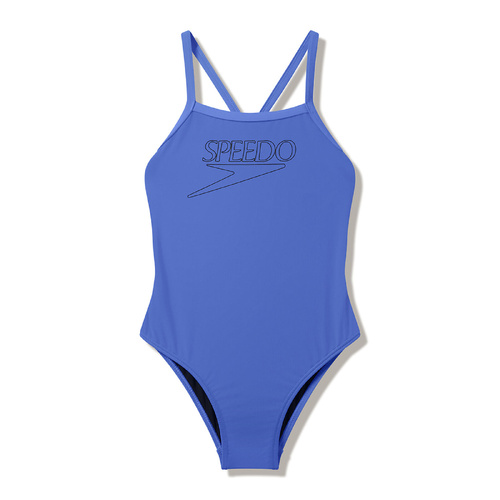 Speedo Girls Endurance+ Logo Thinstrap Splashback One Piece Swimwear - Moonlight Lavender [Size: 4]
