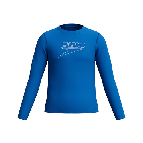Speedo Boys Unisex Long Sleeve Classic Logo Rashie - Turkish Sea - Sun Top [Size: X Small]