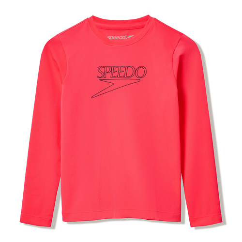 Speedo Junior Unisex Long Sleeve Classic Logo Rashguard - Post It Pink [Size: XX Small]