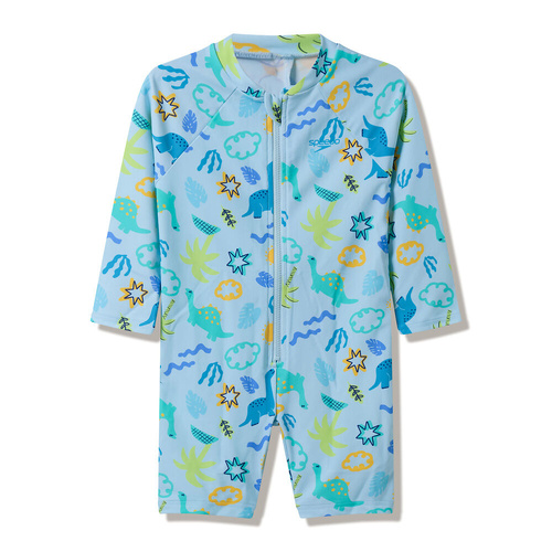 Speedo Toddler Boys Long Sleeve Print Zip One Piece Swimwear - Mayan Blue  [Size: 2]