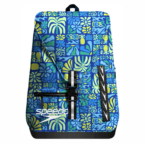 Speedo Vanquisher Bag 35L Printed Backpack, Swim Bag, Swimming Backpack - Deep Sapphire