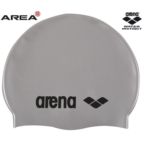 Arena Classic Silicone Swim Cap Silver, Swimming Cap, Silicone Swim Cap 
