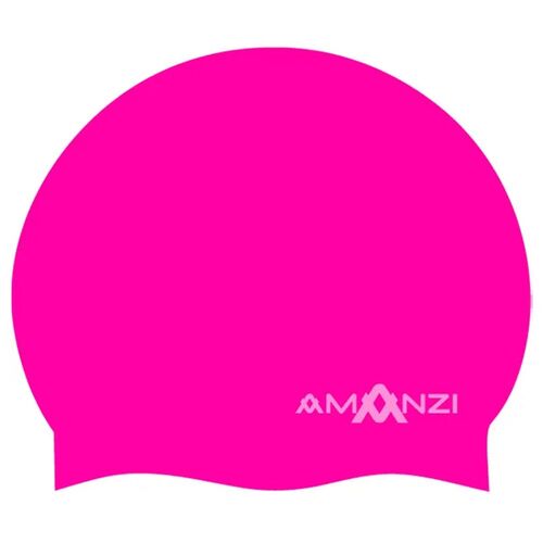 Amanzi Signature Neon Pink Swim Cap, Silicone Swim Cap