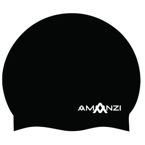 Amanzi Signature Black Swim Cap, Silicone Swim Cap