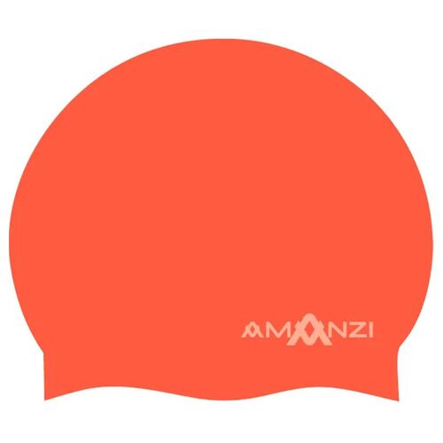Amanzi Signature Neon Orange Swim Cap, Silicone Swim Cap
