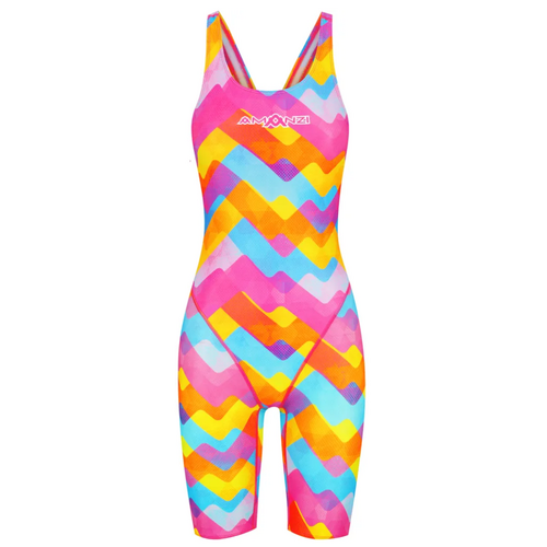 Amanzi Prism Pulse Kneelength Girls Swimwear, Girls Leg Suit Swimwear [Size: 8]