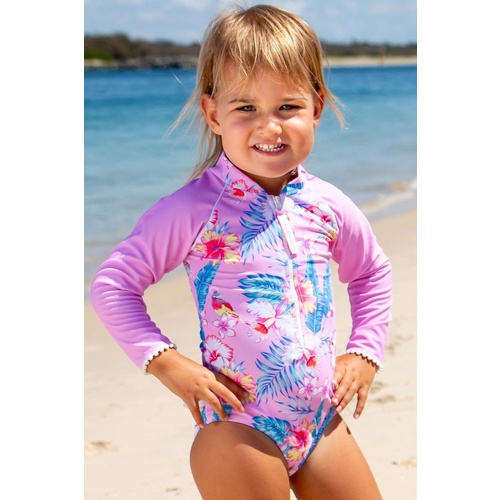 Sun Emporium Baby Girls Paradise Long Sleeve Swimsuit, Toddler Girls Swimwear [Size: 0]